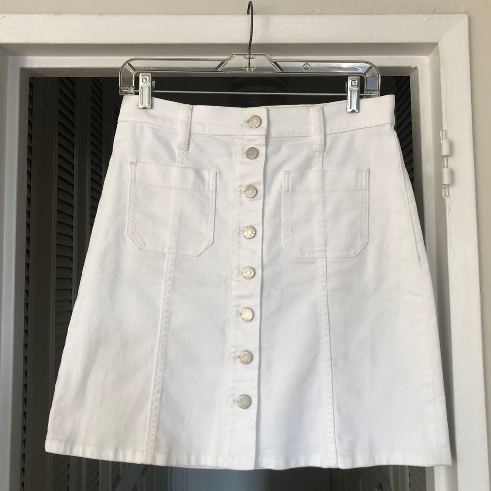 Madewell White Denim Button Front Skirt 27